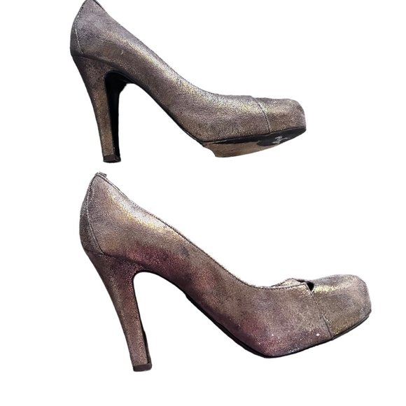 Authenticated Fendi VTG Bronze Metallic Peeptoe pumps 36.5 - Picture 7 of 13